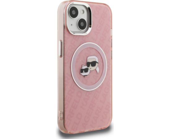 Karl Lagerfeld IML K&CH Heads Repeated Logo MagSafe Case for iPhone 15 Pink