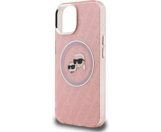 Karl Lagerfeld IML K&CH Heads Repeated Logo MagSafe Case for iPhone 15 Pink