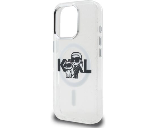 Karl Lagerfeld IML Glitter Karl and Choupette Sketch MagSafe Case Aizsargapvalks priekš Apple iPhone 16 Pro Max