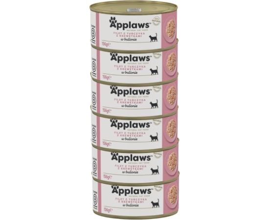 APPLAWS Tuna fillet with prawn in broth - wet cat food - 6x156g