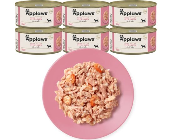 APPLAWS Tuna fillet with prawn in broth - wet cat food - 6x156g