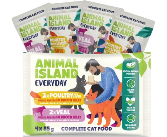 ANIMAL ISLAND Everyday Veal and poultry with liver - wet cat food - 4 x 85g
