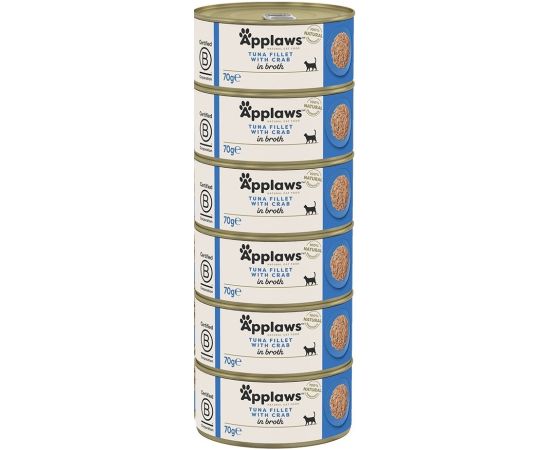 APPLAWS Tuna fillet with crab in broth - wet cat food - 6x70g