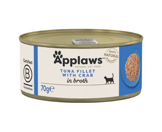 APPLAWS Tuna fillet with crab in broth - wet cat food - 6x70g