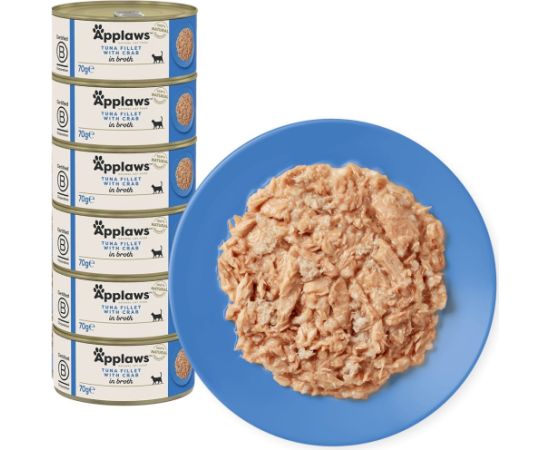 APPLAWS Tuna fillet with crab in broth - wet cat food - 6x70g