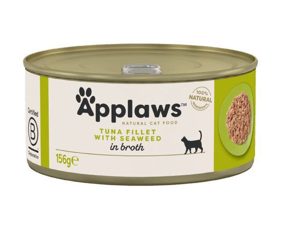 APPLAWS Tuna fillet with seaweed in broth - wet cat food - 156g