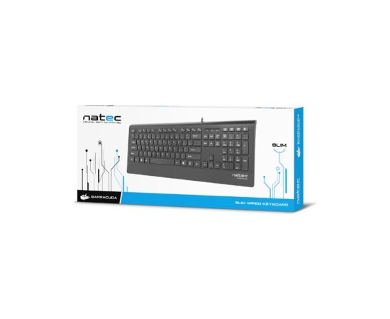 Natec Multimedia Keyboard BARRACUDA slim USB, US layout, black