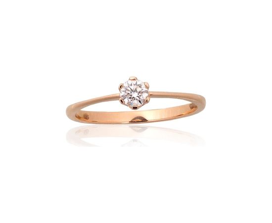 Золотое кольцо #1101223(Au-R)_DI, Красное Золото 585°, Бриллианты (0,251Ct), Размер: 19, 1.54 гр.