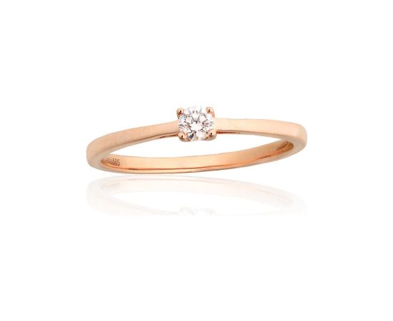 Золотое кольцо #1101222(Au-R)_DI, Красное Золото 585°, Бриллианты (0,102Ct), Размер: 17.5, 1.44 гр.
