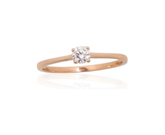 Золотое кольцо #1101221(Au-R)_DI, Красное Золото 585°, Бриллианты (0,235Ct), Размер: 18.5, 1.33 гр.