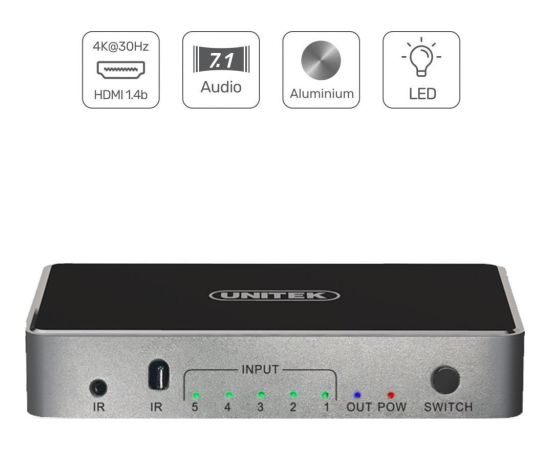 Unitek splitter HDMI 1.4b 5 IN-1 OUT 4K