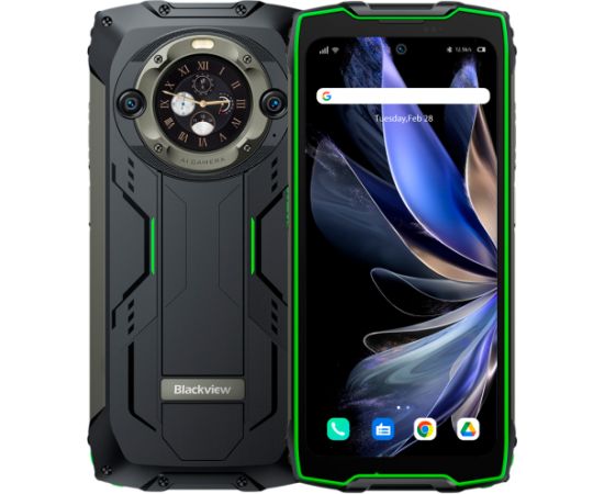 Blackview Rugged BV9300Pro LTE 6.7" FHD+IPS 1080x2388 120Hz Corning 5 12GB+256GB MT6789V G99 Dual-display CAM Front 32MP Rear 64MP+8MP IP68/IP69K Waterproof NFC Fingerprint 15080mAh NO Charger Android 13 up to 15 Green