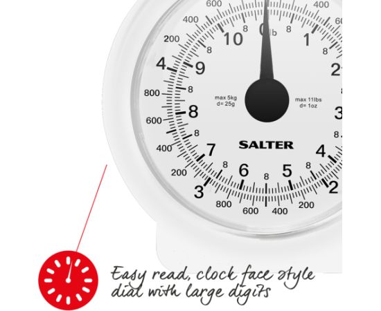 Salter 112 WHFEU12 Compact Mechanical Kitchen Scales, 3kg Capacity white