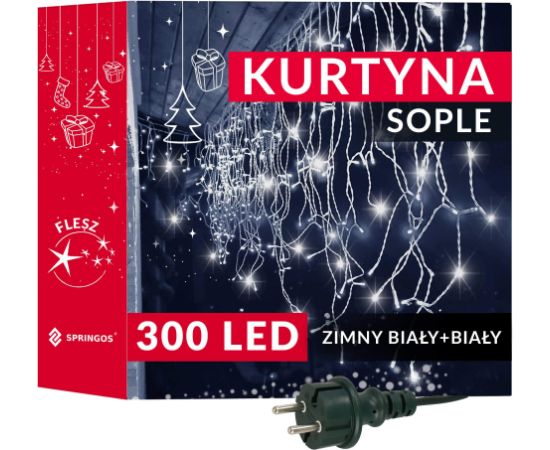 Ūdenskritums lampiņas Springos CL4038, 300 LED, auksti balts