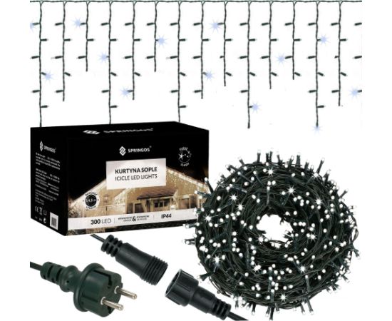 Ūdenskritums lampiņas Springos CL4038, 300 LED, auksti balts
