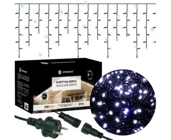 Ūdenskritums lampiņas Springos CL4038, 300 LED, auksti balts