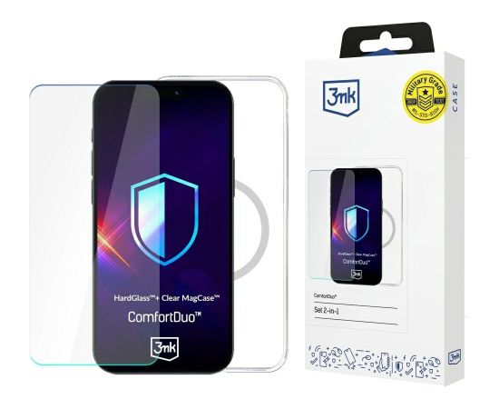 3MK ComfortDuo Clear MagCase Kit Tempered Glass Aizsargstikls Pilnam Ekranām un Aizsarapvalks priekš Apple iPhone 17 Pro Max