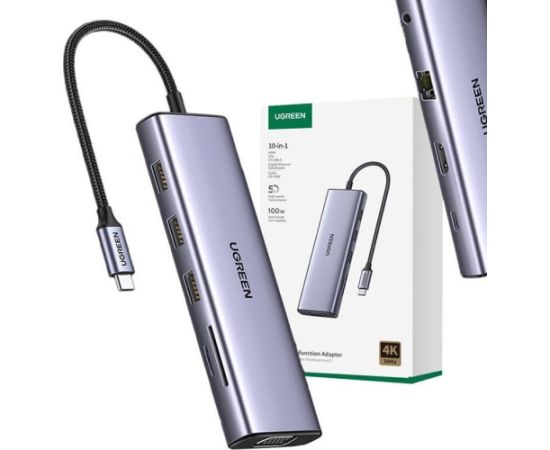UGREEN CM498 Hub USB 3x USB-A 3.0, HDMI, VGA, RJ45, SD/TF, AUX3.5mm, PD Converter
