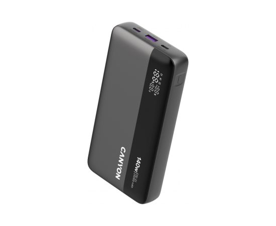 CANYON Power Bank PB-240, 25000mAh PD140W display power bank,Size160.0x82x27 mm Weight 508+-10g, Dark Grey