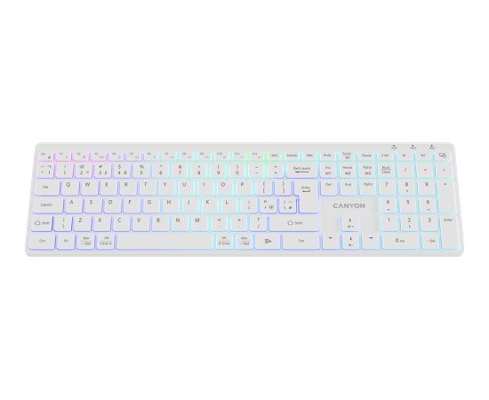 CANYON keyboard HKB-W11 UK/US RGB Dual Mode Wireless White