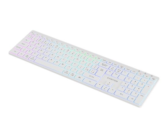 CANYON keyboard HKB-W11 UK/US RGB Dual Mode Wireless White
