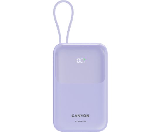 CANYON power bank OnPower 101 built-in cable 10000 mAh PD22.5W Purple