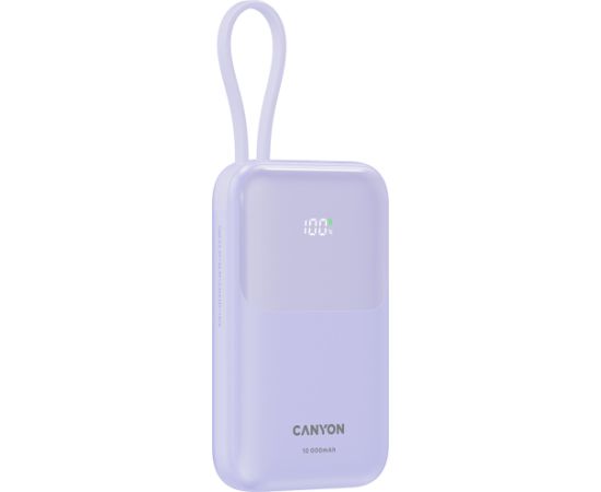 CANYON power bank OnPower 101 built-in cable 10000 mAh PD22.5W Purple