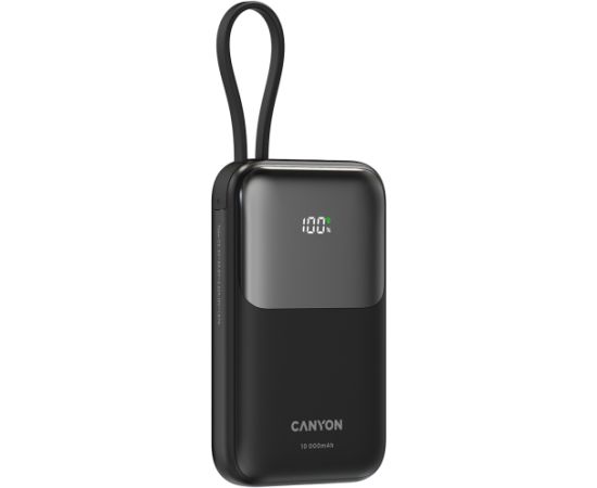 CANYON power bank OnPower 101 built-in cable 10000 mAh PD22.5W Black