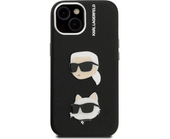 Karl Lagerfeld Grained PU K&CH Heads Case Aizsargapvalks priekš Apple iPhone 15