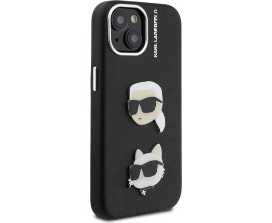 Karl Lagerfeld Grained PU K&CH Heads Case Aizsargapvalks priekš Apple iPhone 15