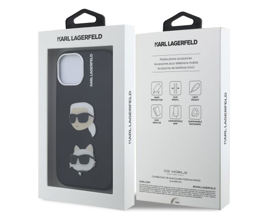 Karl Lagerfeld Grained PU K&CH Heads Case Aizsargapvalks priekš Apple iPhone 15