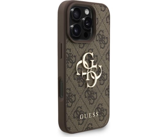 Guess PU 4G Metal Logo Strap Case Aizsargapvalks priekš Apple iPhone 16 Pro Max