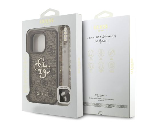 Guess PU 4G Metal Logo Strap Case Aizsargapvalks priekš Apple iPhone 16 Pro Max