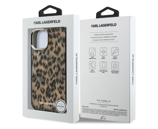 Karl Lagerfeld IML Leopard MagSafe Case Aizsargapvalks priekš Apple iPhone 15