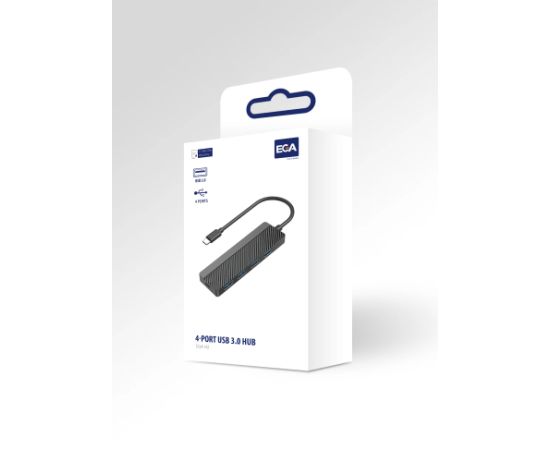 EGA H2 USB-C uz 4 x USB 3.0 sadalītājs 5 Gbps melns (ES blisteris)