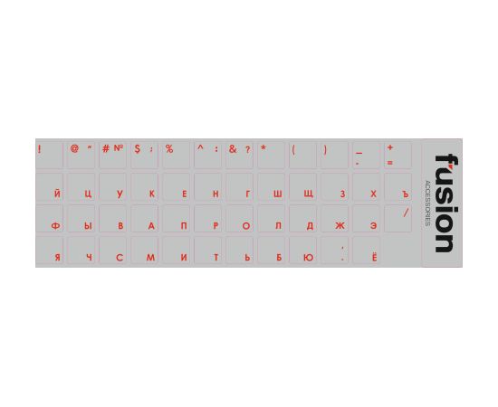 Fusion laminētas tastatūras uzlīmes RU sarkanas | caurspīdīgas