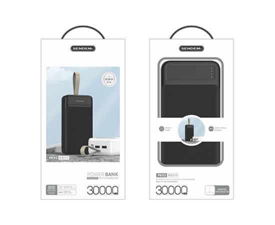 SENDEM PK93 powerbank 30000 mAh | 2.4A | LED | melns