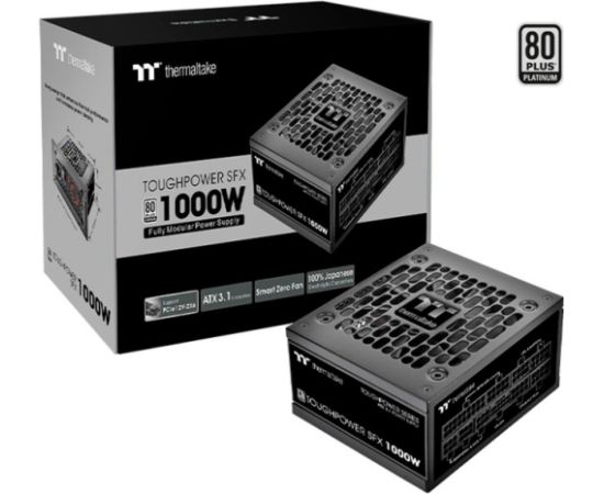Thermaltake TT Toughpower SFX Platinum 1000W, PC power supply (black, 1x 12VHPWR, 2x PCIe, cable management, 1000 watts)