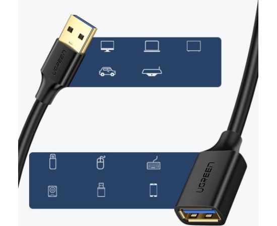 Ugreen kabel przedłużacz przejściówka USB 3.0 (żeński)-USB 3.0 (męski) 1m (czarny)