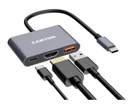 CANYON hub DS-4 3in1 USB-C Grey