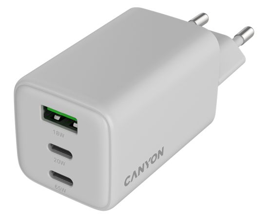 CANYON charger CU65ACC GaN 65W 2xPD 1xQC EU White