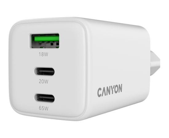 CANYON charger CU65ACC GaN 65W 2xPD 1xQC EU White