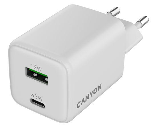 CANYON charger CU45AC GaN 45W 1xPD 1xQC EU White