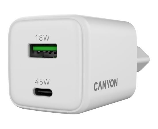 CANYON charger CU45AC GaN 45W 1xPD 1xQC EU White