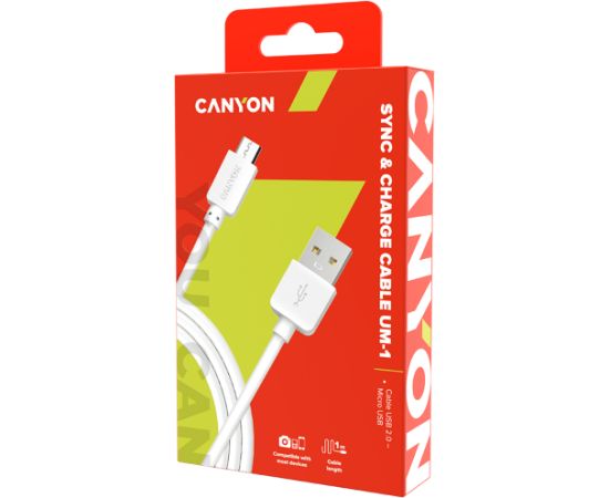 CANYON cable UM-1 MicroUSB 5W 1m White