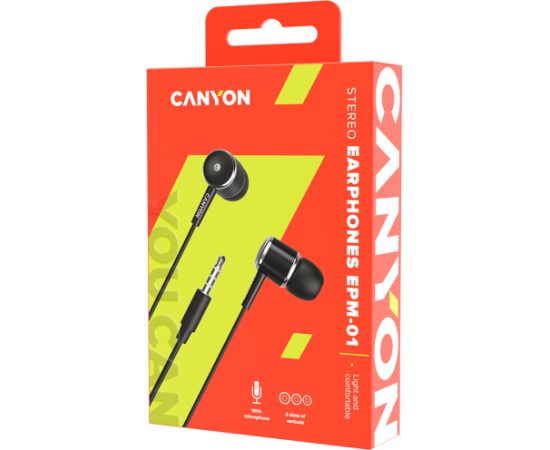 CANYON headphones EPM-01 Mic 1.2m Black