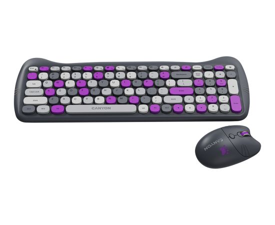 CANYON HSET-W6 EN Keyboard+Mouse Kitty Edition AAA+АА Wireless Violet
