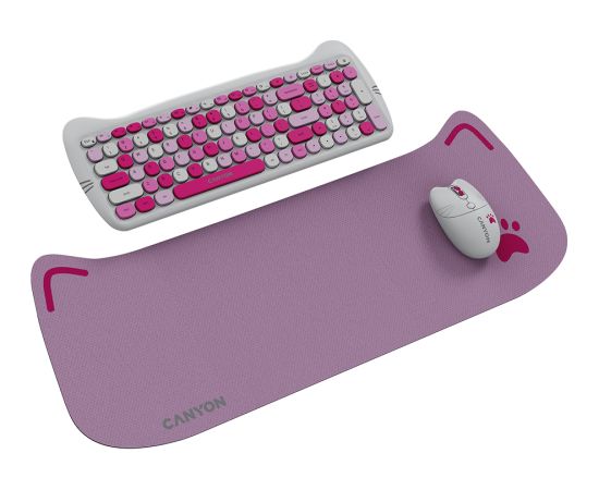 CANYON HSET-W6 EN Keyboard+Mouse Kitty Edition AAA+АА Wireless Pink