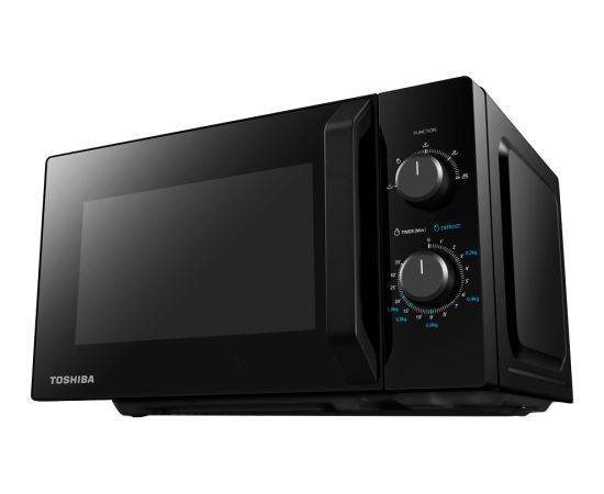 Microwave oven, volume 20L, mechanical control, 800W, 5 power levels, LED lighting, defrosting, cooking end signal, black