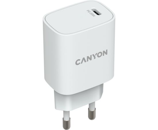 CANYON H-20, PD 20W Input: 100V-240V, Output: 1 port charge: USB-C:PD 20W (5V3A/9V2.22A/12V1.67A) , Eu plug, Over- Voltage ,  over-heated, over-current and short circuit protection Compliant with CE RoHs,ERP. Size: 80*42.3*30mm, 55g, White